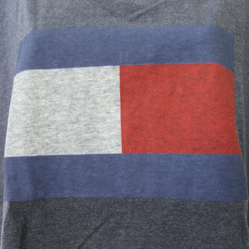 Tommy Hilfiger Flag V-Neck Hi-Lo Split Hem T-Shirt Size L - Picture 3 of 3